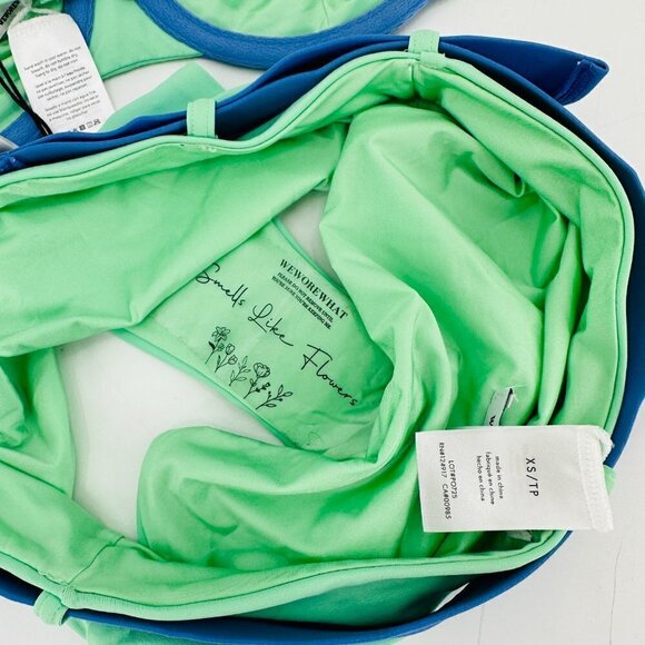 WeWoreWhat Emily Mint Green High Waisted Belted Balconette XS Bikini Set New - Picture 6 of 6